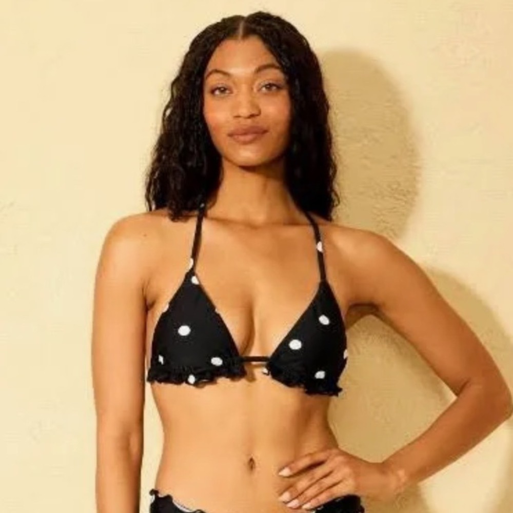 Shade & Shore Bikini Top Women XL Black Polka Dot New With Tags